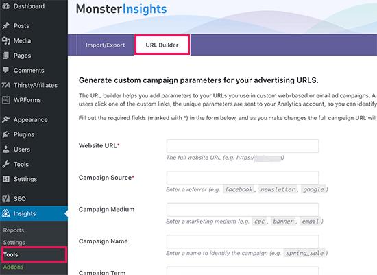 Pembuat URL di MonsterInsights