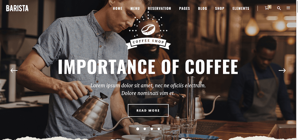 Barista "width =" 1024 "height =" 482 "data-lazy-srcset =" https://cdn.colorlib.com/wp/wp-content/uploads/sites/2/Barista-–-A-Modern-Theme -for-Cafes-Coffee-Shops-and-Bars.png 1024w, https://cdn.colorlib.com/wp/wp-content/uploads/sites/2/Barista-–-A-Modern-Theme-for- Kafe-Warung-Kopi-dan-Bar-300x141.png 300w, https://cdn.colorlib.com/wp/wp-content/uploads/sites/2/Barista-–-A-Modern-Theme-for-Cafes -Coffee-Shops-and-Bars-768x362.png 768w "data-lazy-size =" (max-width: 1024px) 100vw, 1024px "data-lazy-src =" https://cdn.colorlib.com/wp /wp-content/uploads/sites/2/Barista-–-A-Modern-Theme-for-Cafes-Coffee-Shops-and-Bars.png?is-pending-load=1 "srcset =" data: image / gif; base64, R0lGODlhAQABAIAAAAAAAP /// yH5BAEAAAAALAAAAAABAAEAAAIBRAA7 "/></p>
<p>Barista adalah tambahan yang sangat baru untuk daftar tema yang berkaitan dengan kedai kopi dan restoran. Itu sudah membuat nama yang cukup untuk dirinya sendiri karena pilihan desain homepage yang indah yang dapat Anda pilih. Sebagai seseorang yang memiliki kedai kopi, Anda mungkin cenderung untuk akhirnya mulai menjual biji kopi merek Anda sendiri. Tema Barista terintegrasi dengan solusi eCommerce untuk memungkinkan Anda meluncurkan toko digital Anda sendiri.</p>
<p>Perhatian terhadap detail yang digunakan untuk merancang masing-masing tata letak benar-benar berbeda, dan Anda biasanya tidak sering menemukan tema dengan kualitas ini. Tata letak kotak tidak hanya memiliki cara untuk menampilkan produk terbaik Anda pada menu, tetapi juga nyaman untuk berbicara tentang anggota tim Anda, dan timeline merek bisnis Anda, semuanya dalam pengalaman penelusuran yang lancar. Jika Anda kedai kopi yang sibuk, aktifkan plugin pemesanan khusus yang akan memungkinkan pelanggan memesan meja mereka sebelum mereka tiba! Dan berkat desain responsif profesional yang digunakan tema Barista, pelanggan tidak akan mengalami masalah dengan mengirimkan pemesanan meja menggunakan perangkat seluler mereka.</p>
<p>Tema ini banyak bergantung pada shortcode khusus untuk hal-hal seperti menu, galeri, animasi, showcases, spanduk, dan slider, tetapi banyak elemen lainnya juga.</p>
<p> <a class=