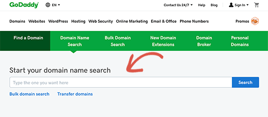 Cari nama domain di GoDaddy