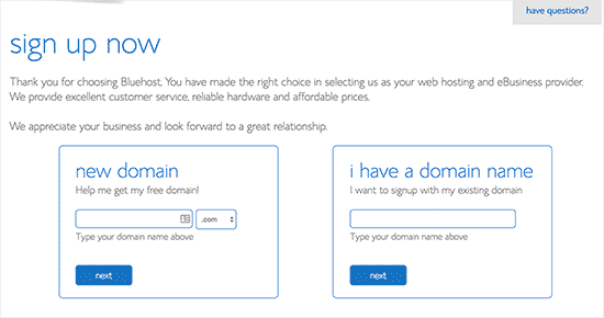 Pilih nama domain yang ingin Anda daftarkan