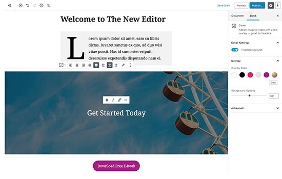 Editor WordPress default