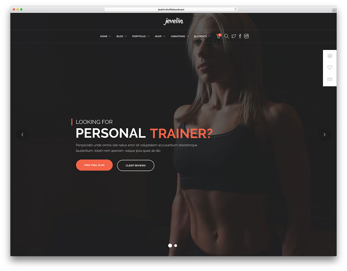 jeveling-personal-trainer-wordpress-theme "width =" 1200 "height =" 938 "data-lazy-srcset =" https://cdn.colorlib.com/wp/wp-content/uploads/sites/2/jeveling -personal-trainer-wordpress-theme.jpg 1200w, https://cdn.colorlib.com/wp/wp-content/uploads/sites/2/jeveling-personal-trainer-wordpress-theme-300x235.jpg 300w, https : //cdn.colorlib.com/wp/wp-content/uploads/sites/2/jeveling-personal-trainer-wordpress-theme-768x600.jpg 768w, https://cdn.colorlib.com/wp/wp- content / uploads / sites / 2 / jeveling-personal-trainer-wordpress-theme-1024x800.jpg 1024w "data-lazy-ukuran =" (maks-lebar: 1200px) 100vw, 1200px "data-lazy-src =" https: //cdn.colorlib.com/wp/wp-content/uploads/sites/2/jeveling-personal-trainer-wordpress-theme.jpg?is-pending-load=1 "srcset =" data: image / gif; base64 , R0lGODlhAQABAIAAAAAAAP /// yH5BAEAAAAALAAAAAABAAEAAAIBRAA7 "/></p>
<p>Jevelin adalah tema situs web multiguna premium WordPress yang ramping dan responsif. Tema ini adalah seperangkat alat yang luar biasa untuk membangun bisnis, lepas, dan situs web pribadi. Pengodean atau pengalaman pengembangan Anda sebelumnya tidak masalah. Anda dapat menggunakan Jevelin dengan berbagai cara karena dilengkapi dengan kenyamanan. Situs web demo, disempurnakan dengan halaman konten dalam, mempercepat proses secara signifikan. Kemudian Anda memiliki widget, slider, dan semua yang Anda butuhkan untuk menjalankannya. Proses penyesuaian untuk situs web Jevelin Anda sangat intuitif dan sangat cepat.</p>
<p>Hanya diperlukan beberapa klik untuk mengubah seluruh tampilan dan nuansa situs web Jevelin Anda. Jevelin menyertakan plugin premium Revolution Slider yang mudah digunakan. Anda dapat menggunakannya untuk membuat tayangan slide yang tampan dan halus dan menampilkan konten Anda dengan cara yang sangat menarik. Ini benar-benar menghidupkan beranda Anda. Profesional menyukai Jevelin karena ia menyertakan begitu banyak widget dan pengaturan showcase portofolio yang kuat. Mereka pasti dapat menemukan kombinasi yang tepat untuk memamerkan karya terbaik mereka dalam sorotan yang menguntungkan. Bisnis menghargai formulir kontak serbaguna Jevelin, ditenagai oleh Formulir Kontak 7. Serta fitur-fitur komersial bawaannya yang canggih yang ditenagai oleh rangkaian plugin WooCommerce. Dengan Jevelin di sisimu, semuanya hanya bisa berjalan dengan benar! Cobalah hari ini!</p>
<p> <a class=