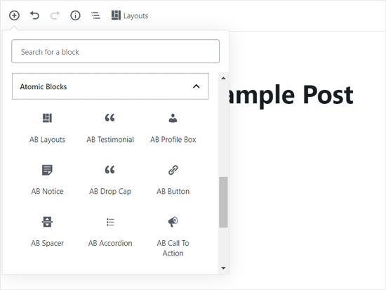 Blok Atom untuk Editor Gutenberg