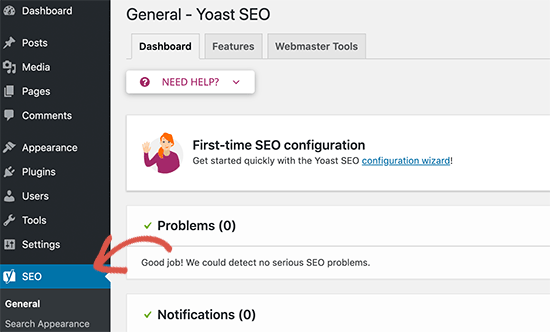 Plugin SEO Yoast diinstal