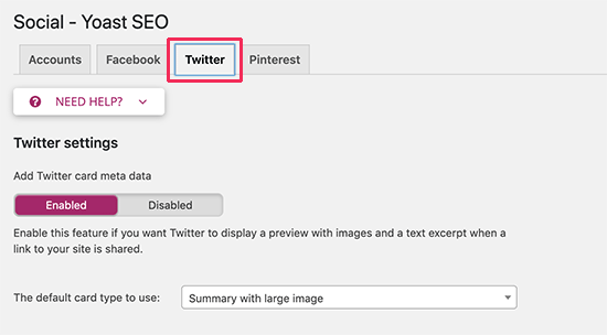 Pengaturan kartu Twitter di Yoast SEO