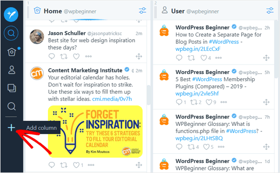 Tambahkan Kolom di Aplikasi TweetDeck