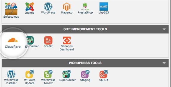 Opsi Cloudflare di SiteGround cPanel