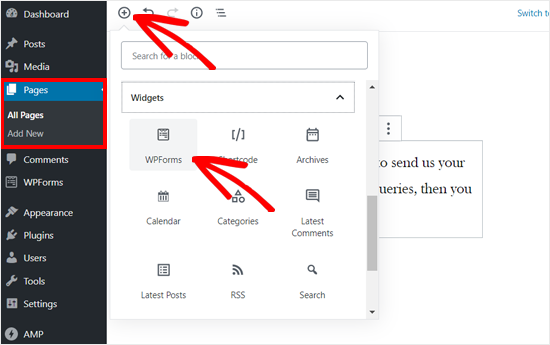 Tambahkan blok WPForms ke posting atau halaman WordPress