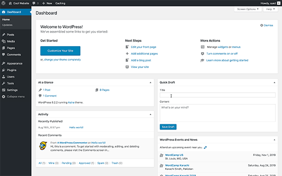 Dashboard WordPress