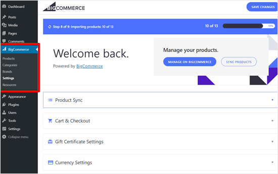 BIgCommerce untuk Pengaturan WordPress