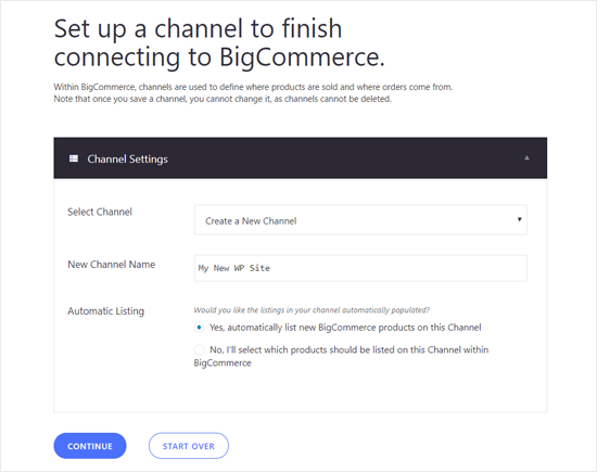 Siapkan Saluran untuk Situs WordPress di BIgCommerce