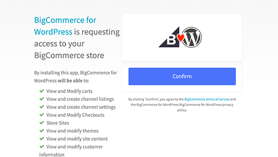 Konfirmasikan BigCommerce terhubung