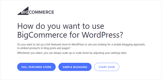 Pilih Bagaimana Anda Ingin BigCommerce untuk WordPress