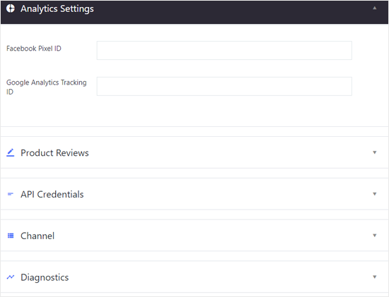 BIgCommerce untuk WordPress Analytics dan Pengaturan Lainnya