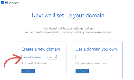 Pilih domain email gratis Anda