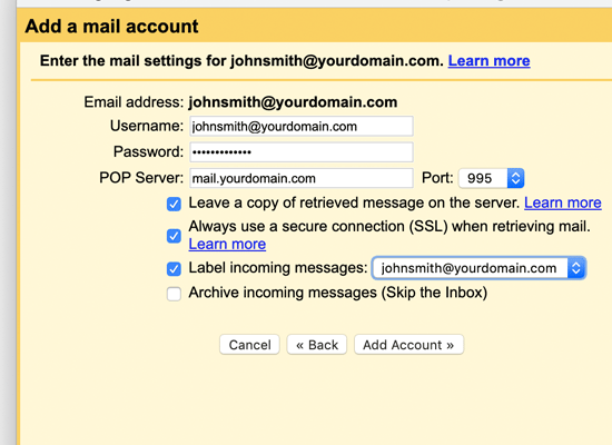 Menghubungkan email Bluehost ke Gmail