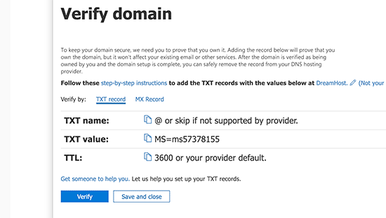 Verifikasi nama domain