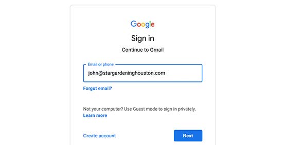 Masuk Gmail dengan email domain khusus Anda