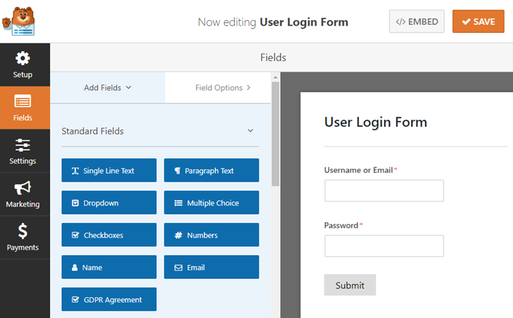 formulir login pengguna di wordpress