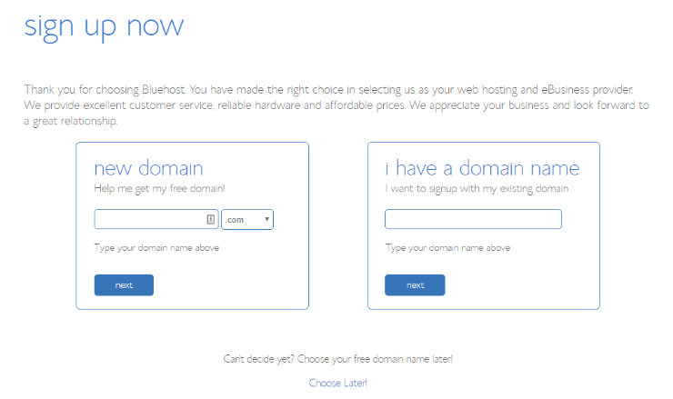 Bluehost-pilih-domain