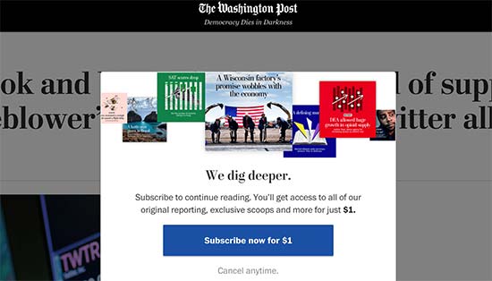 Paywall di situs web Washington Post