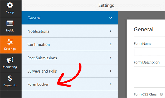 Pengaturan Pengunci Formulir WPForms