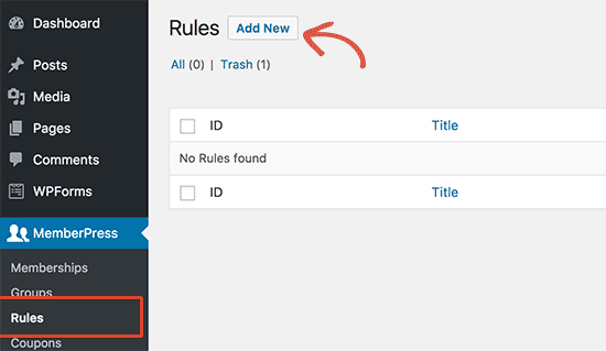 Tambahkan aturan baru di MemberPress
