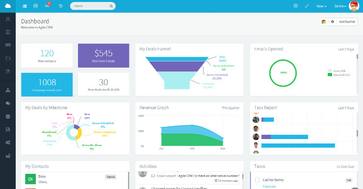 agile-crm-dashboard "width =" 740 "height =" 386 "class =" alignnone ukuran-penuh wp-image-232915 "srcset =" https://www.isitwp.com/wp-content/uploads/2019/ 04 / agile-crm-dashboard.jpg 740w, https://www.isitwp.com/wp-content/uploads/2019/04/agile-crm-dashboard-300x156.jpg 300w "ukuran =" (maks-lebar: 740px) 100vw, 740px "/></p>
<p>Agile CRM gratis untuk hingga 10 pengguna, ini termasuk fitur penjualan seperti penilaian skor, penjadwalan janji temu, pelacakan email, dll. Untuk mendapatkan akses ke fitur pemasaran mereka, Anda memerlukan paket harga pemula yang masuk dengan harga $ 14,99 / bulan yang terjangkau . Paket reguler mereka, seharga $ 49,99 / bulan, adalah apa yang akan memberi Anda fitur layanan dan paket Enterprise di $ 79,99 / bulan memberi Anda fitur canggih seperti plugin dan integrasi, dukungan email dan telepon, serta laporan dasar dan email. </p>
<p>Satu-satunya hal yang tidak kita sukai tentang Agile CRM adalah dukungan pelanggannya. Jika mereka mencoba dan meningkatkan area itu, tidak banyak yang bisa Anda keluhkan tentang Agile CRM.</p>
<p><a href=