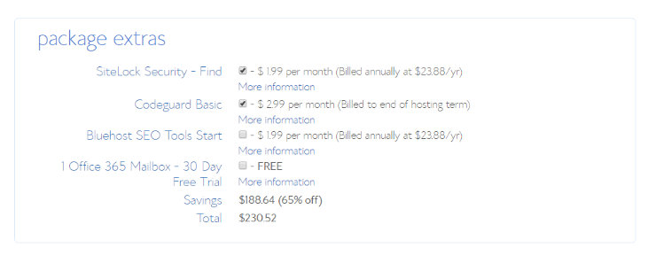 Bluehost-package-extras