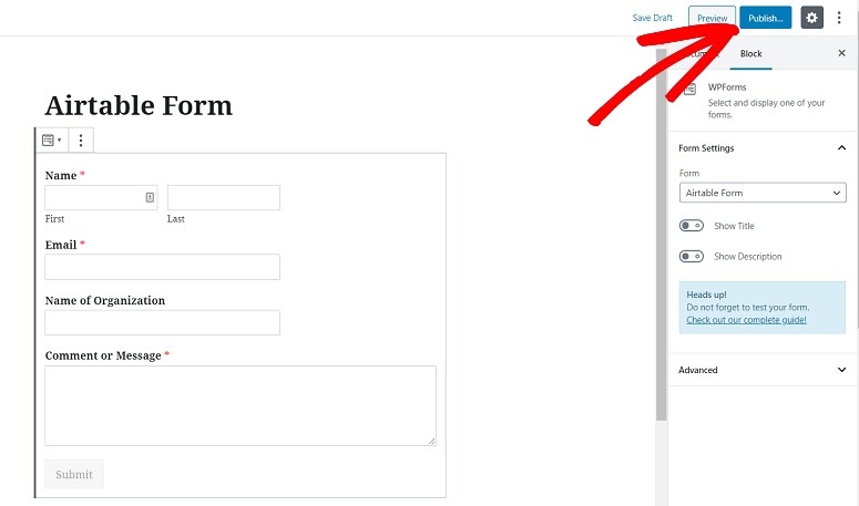 Terbitkan formulir, WPForm