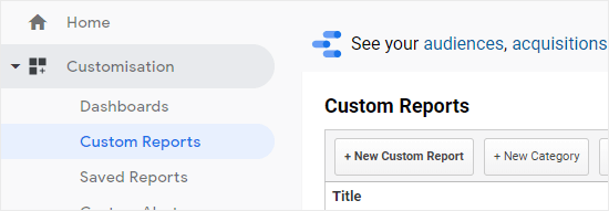 Melihat Kustomisasi - Laporan Kustom dalam Google Analytic