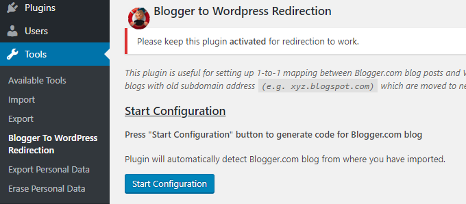 blogger untuk pengalihan wordpress