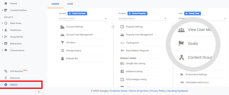 Tujuan admin Google Analytics