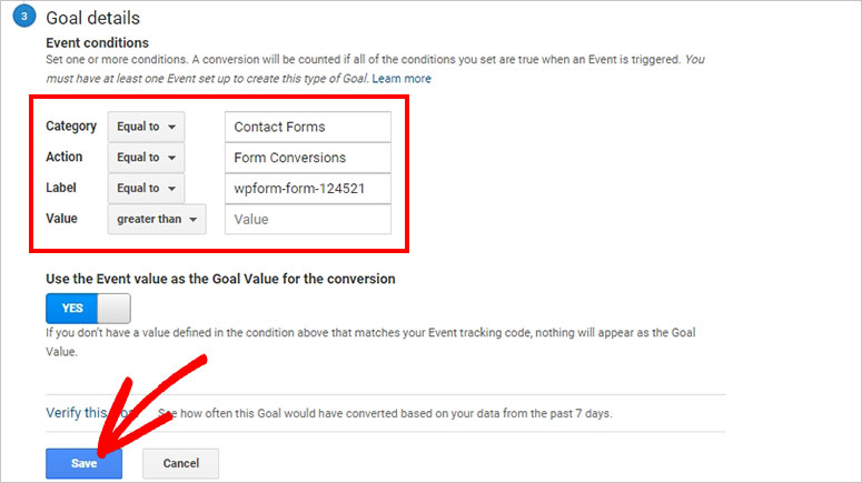 Google Analytics menyimpan tujuan