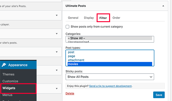 Widget posting utama