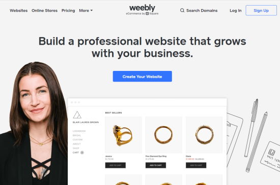 Situs web platform eCommere Weebly