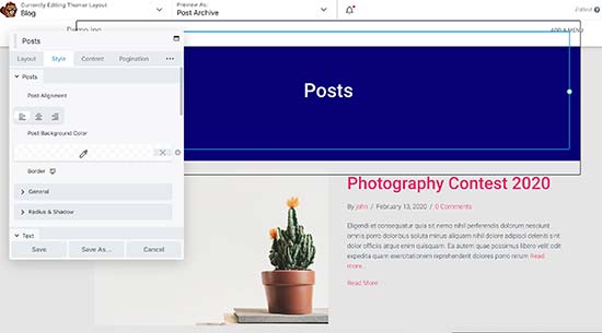 Mengedit tata letak posting blog Anda di Beaver Builder
