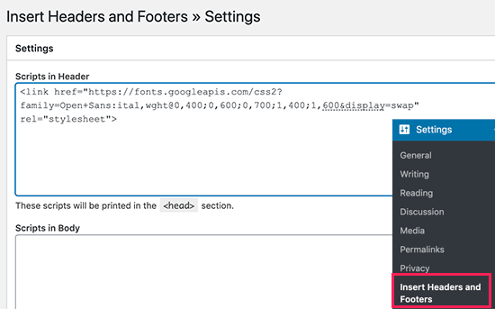 Tambahkan kode font ke situs WordPress Anda