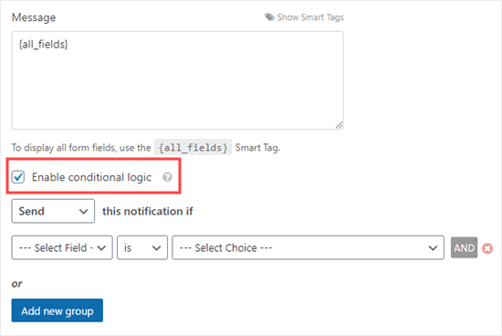 Mengaktifkan logika kondisional dalam WPForms