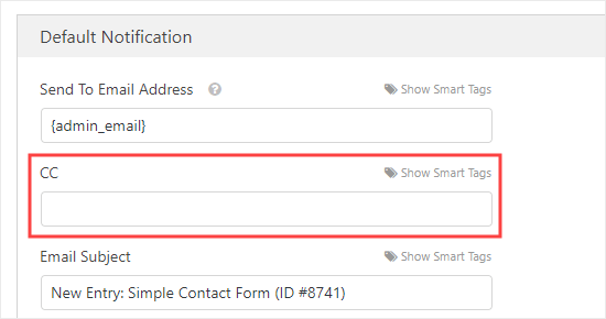 Opsi CC sekarang muncul di WPForms