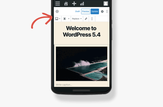 Bilah alat seluler di WordPress 5.4