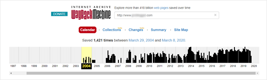 Melihat riwayat situs web dari nama domain menggunakan mesin WayBack