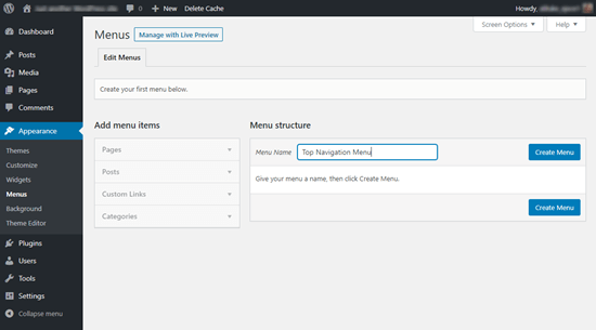 Membuat menu di WordPress