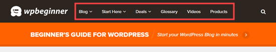 Menu navigasi WPBeginner