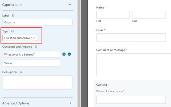 Mengubah pertanyaan captcha khusus di WPForms