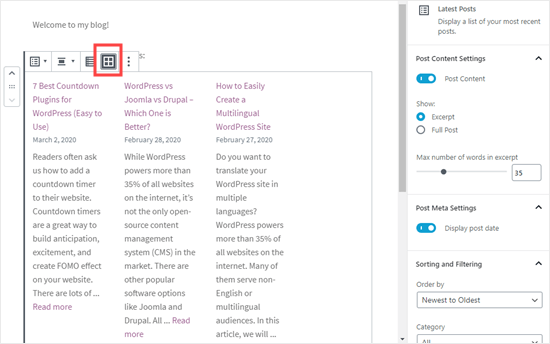 Mengatur posting terbaru untuk ditampilkan dalam format kisi