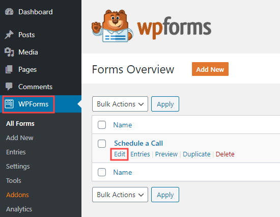 Mengedit formulir yang sudah Anda buat di WPForms