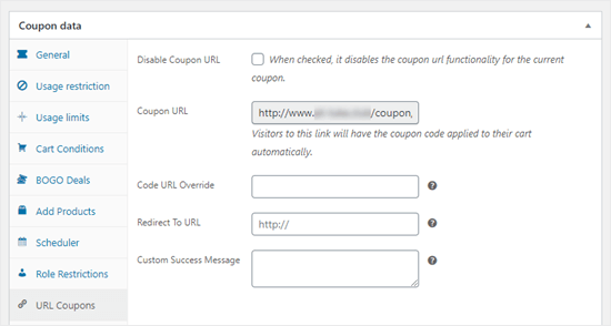 Membuat URL yang secara otomatis menambahkan kupon ke keranjang pelanggan