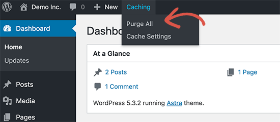 cara menghapus cache di wordpress