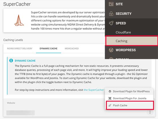 caching siteground